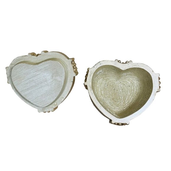 Santini Golden Heart Trinket Box Rhinestone 3" Palm Beach Regency Signed Stamp - Picture 9 of 14